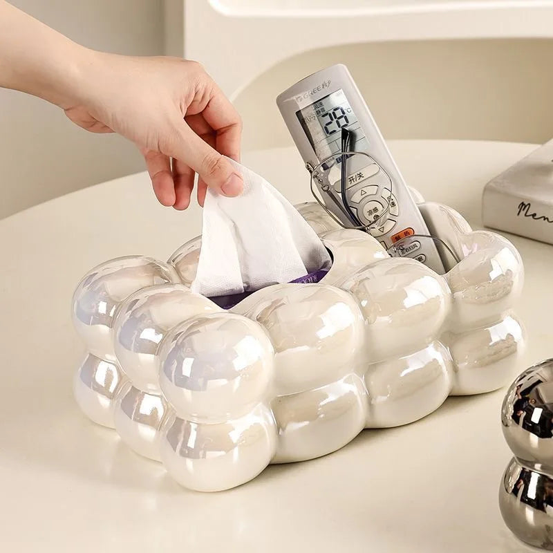 1PC Cloud Design Tissue Boxes Storage Napkin Holder Paper Case Ornament Craft Desktop Tissue Holder Kitchen Tissue Box.
