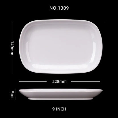 Rectangle Melamine Breakfast Plate Meal Dish Trays Imitation Porcelain Dessret Snack Dishes to Eat Kitchen Tableware 8-10 Inch.