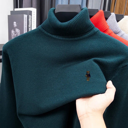 Designer Original Men's Turtleneck Knit Sweater High Neck Pullover Soft Warm Thick Anti-Pilling Casual Business Autumn Winter