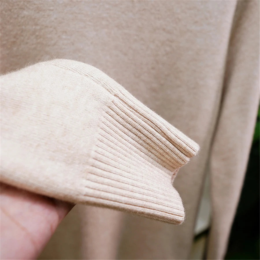 Pullover Für Frauen Winter Verdicken Rollkragen Schlank Stricken Pullover Neue Warme Plüsch Samt Gefüttert Strickwaren Jumper Tops Casual Poleras