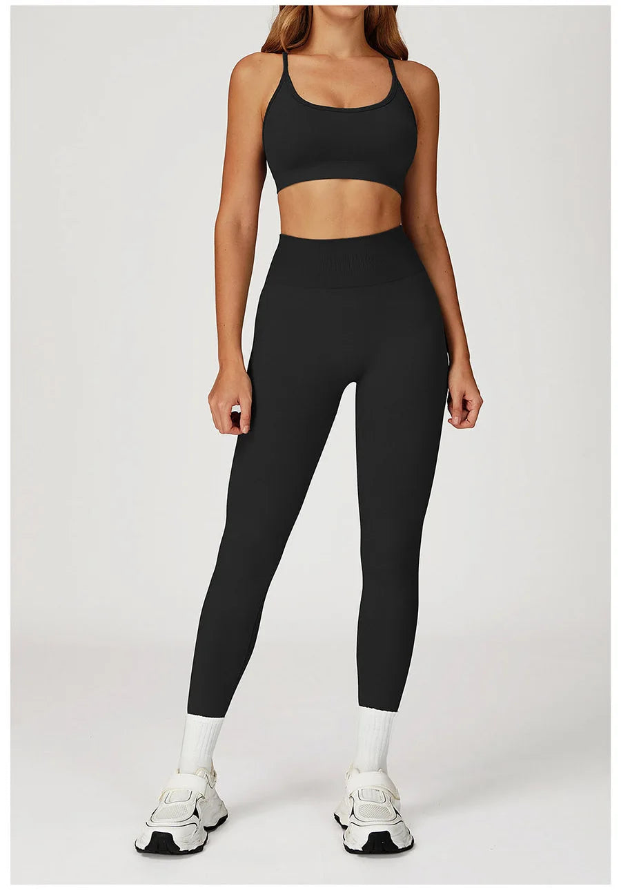 2PCS Yoga Suit Sports Set Women Gym Set Woman Tracksuit Running Workout Long Sleeve Sports Shirt Shorts and bra set Sport Outfit