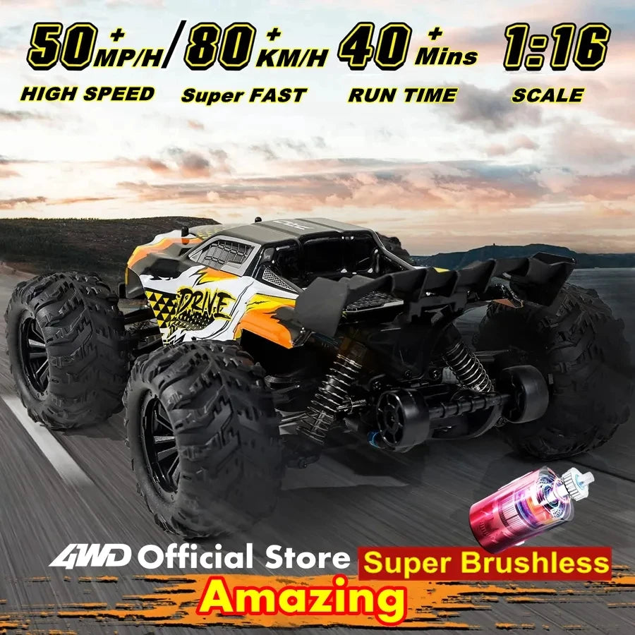 4WD Remote Control Car Off Road 4x4 RC High Speed Buggy Truck Super Brushless 50 or 80KM/H Fast Drift Racing Toy Kids Adults.