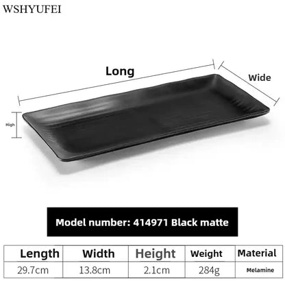 Black Melamine Plate Plastic Barbecue Dish Commercial Cutlery Kitchen Dinner Plates Not Easily Broken Tableware Accessories