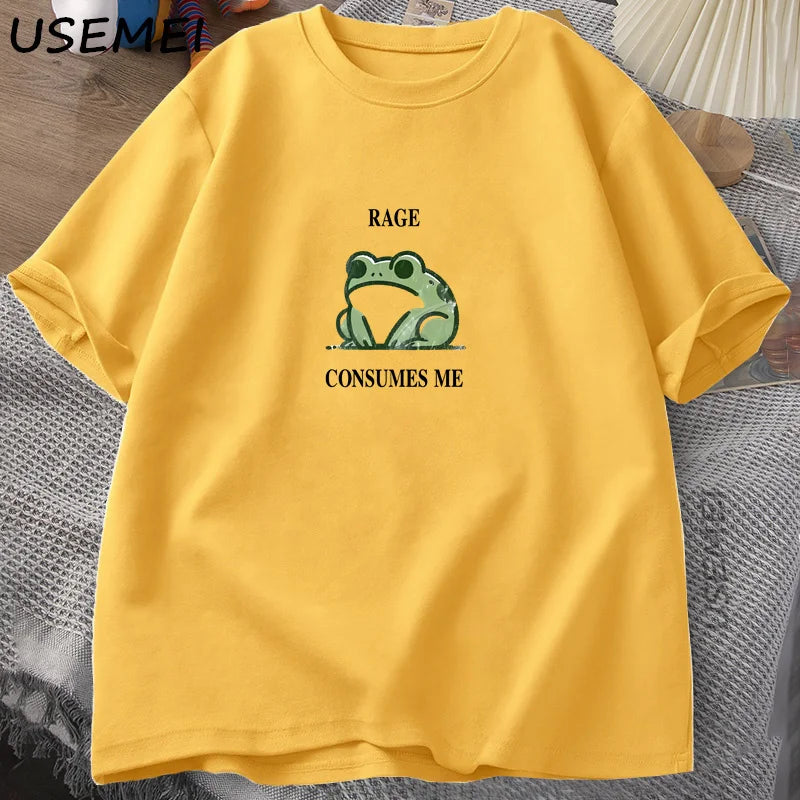 Rage Consumes Me Frog Vintage T Shirt Men Women Tee Nature Lover Silly Frog Retro T-Shirt Mens Clothing Cotton Short Sleeve Top.