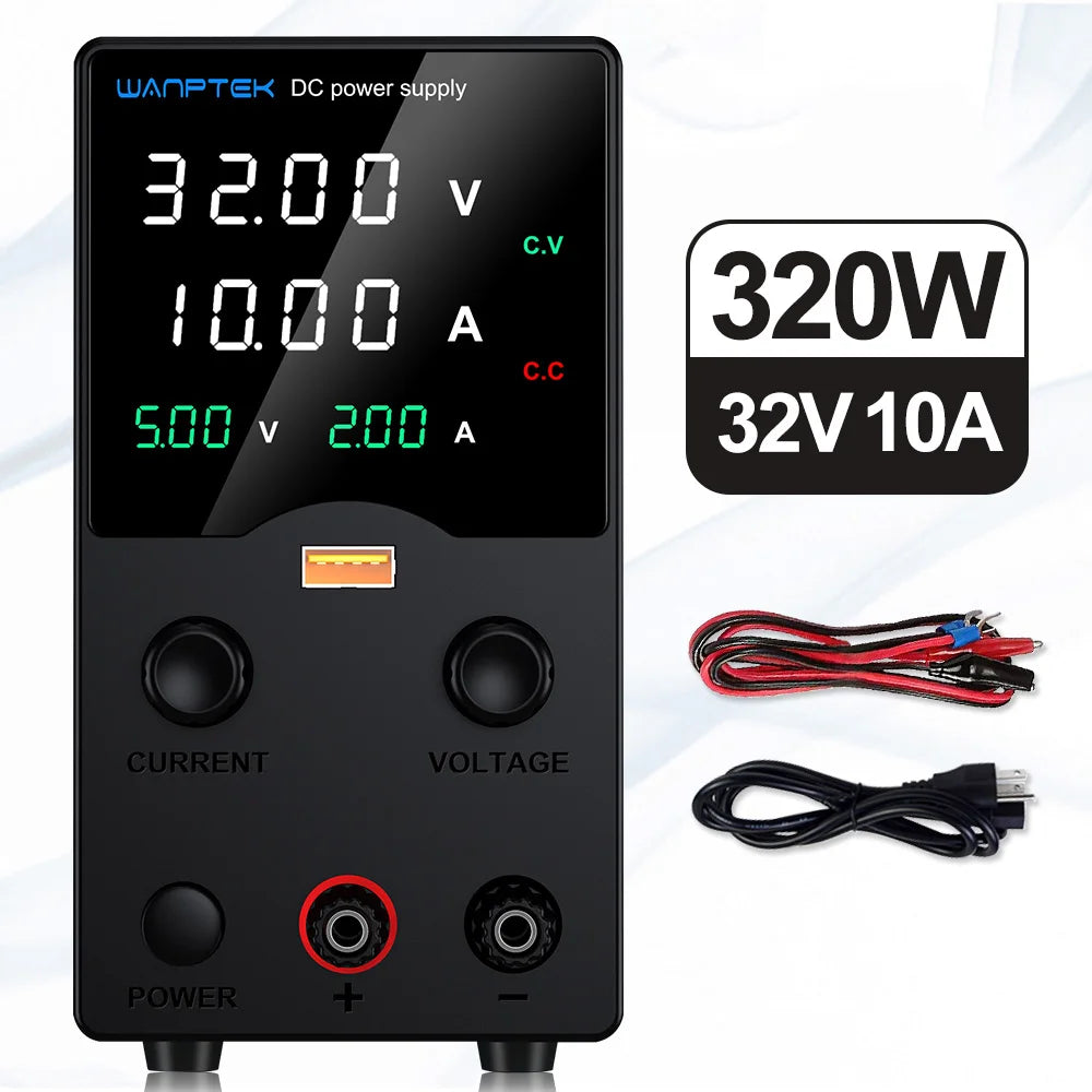 Wanptek DC Lab Power Supply 32V 62V 120V 160V Adjustable Switching Power Supply with 5V 2A USB Charging Display Regulator.