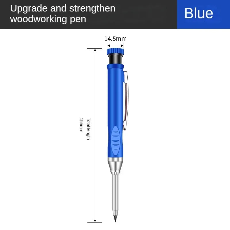 2,8 mm solider Zimmermanns-Druckbleistift mit Spitzer für Holzbearbeitungsbau, langer Kopf, Zimmermannsbleistift, Schreibwarenbedarf.