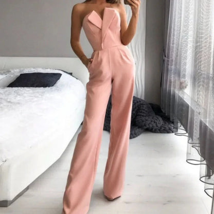 Summer Long Rompers Women Jumpsuit Elegant Strapless Summer Sleeveless Wide Leg Club Party Outfits Work 2024 White Overalls.