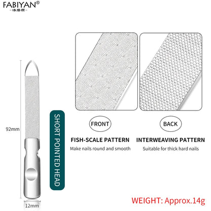 4/5/6 Inch Nail Art File Stainless Steel Metal Cuticle Pusher Remover Double Sides  Scrub Buffer Grinding Manicure Pedicure Tool.