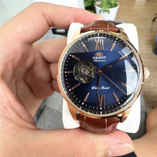 Orient Double Lion Classic Watch Series Refurbished Second Hand Automatic Mechanical Skin Watch Hollow Men's Watch RA-AG002.