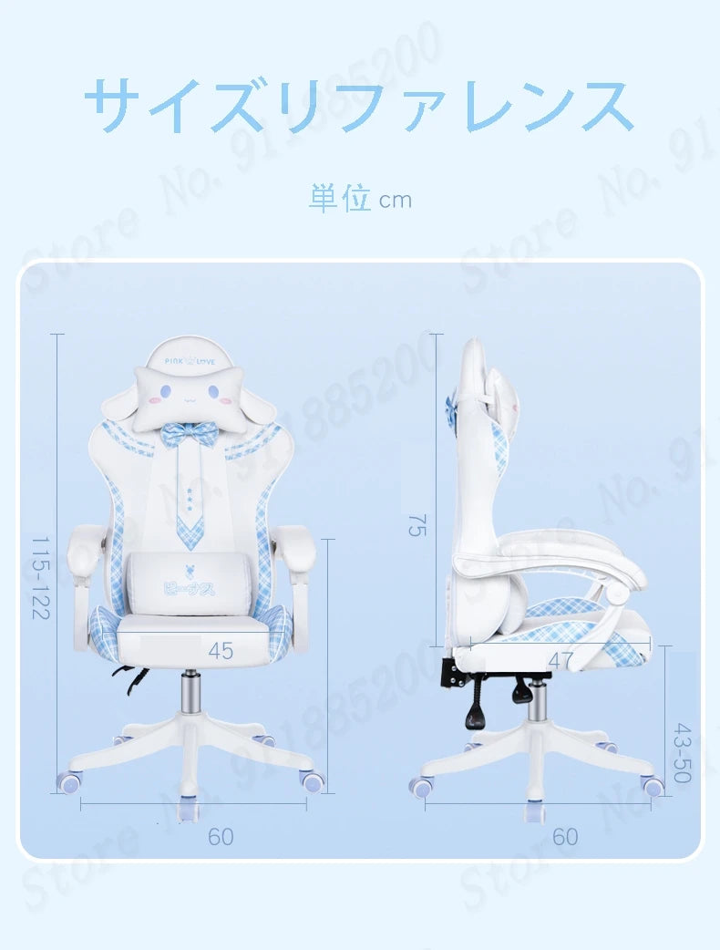 Rosa süßer Gaming-Stuhl für Mädchen, neue Mode, Fliege, Computerstuhl, Netz, roter Anker, Spielstuhl, bequeme Liege, 360° °   Drehstuhl