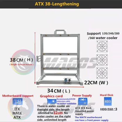 Open PC Case Frame Rack ITX MATX ATX EATX Gamers Cabinet DIY Water Cooler Desktop PC Creative Gabinete Gaming Chassis MOD