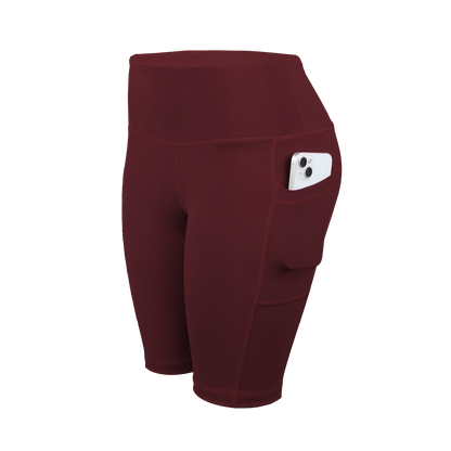 CHRLEISURE Women Solid Yoga Shorts with 3 Pockets High Waist Butt Lifting Workout Tights Gym Elastic Cycling Shorts Activewear.