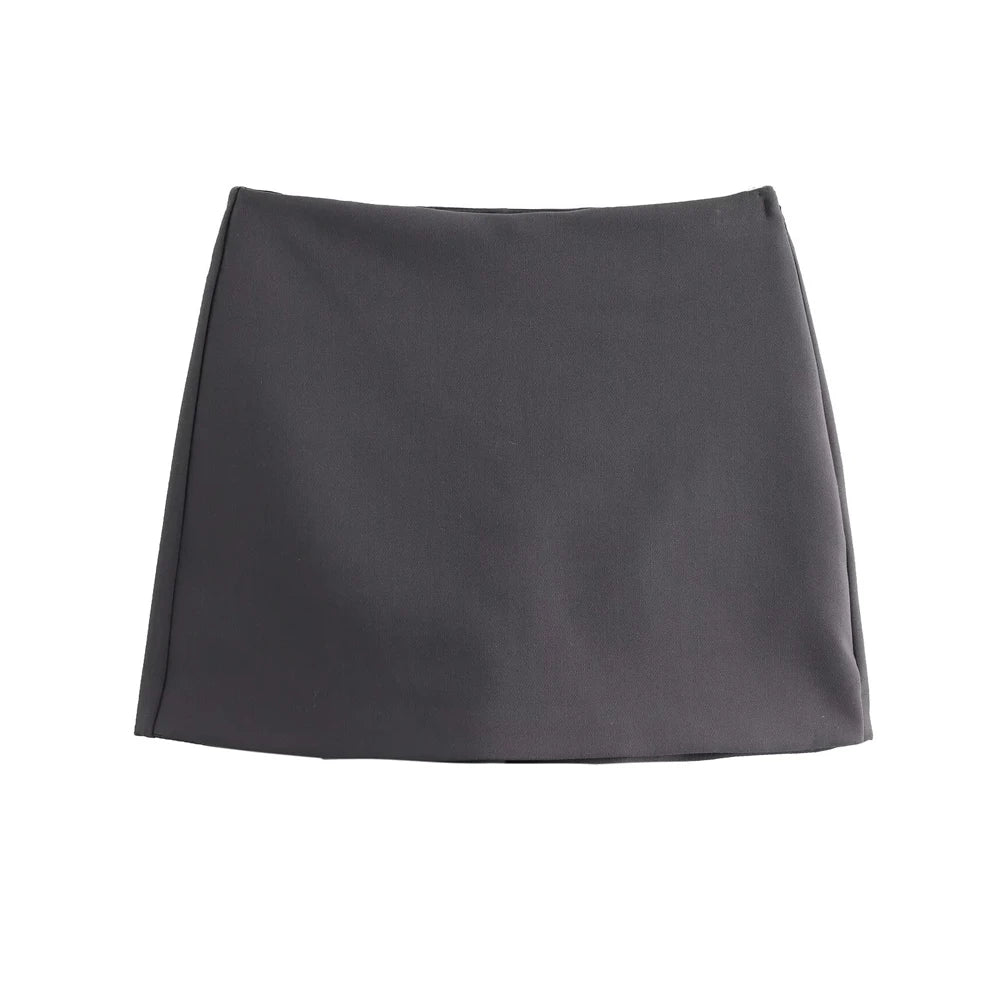 High Waist Solid Skort for Women Fashion Side Zipper Female Shorts Skirts Mujer.
