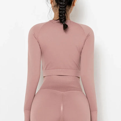 New Seamless Solid Color Peach Tight-fitting T-shirt Fitness Sport Yoga Wear Moisture Absorbing Shaping Long Sleeve Women's.