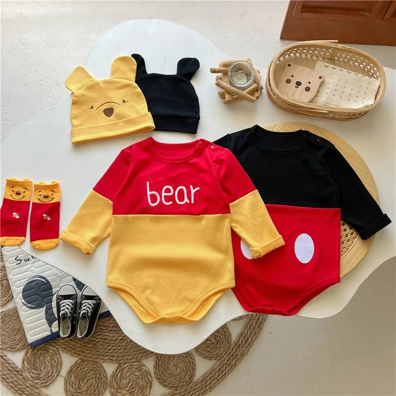 Winnie The Pooh Bär Baby Body Neugeborenen Langarm Strampler Kleinkind Jungen Mädchen Overall Kleidung K3529.