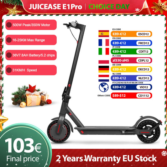 JUICEASE E1 Pro Electric Scooter 350W Motor 500W Peak Power Folding Electric Kick Scooter 36V7.8AH 5.2 Chips 25KM Range EScooter.