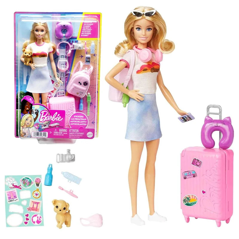 Original Travel Barbie Doll with Clothes Accessories Brinquedos Barbie Doll Toys for Children Juguete Baby Toys for Girls Boneca.