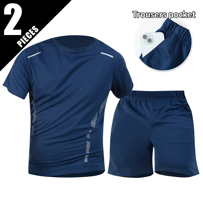 1/2/4 Piece Men's Quick Drying Sports Suit Casual Breathable Short Sleeved T-shirt Pocket Versatile Shorts For Teenagers To Wear