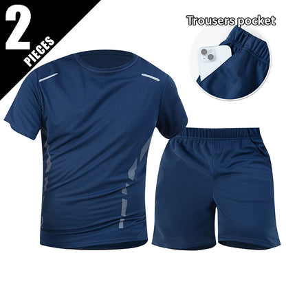1/2/4 Piece Men's Quick Drying Sports Suit Casual Breathable Short Sleeved T-shirt Pocket Versatile Shorts For Teenagers To Wear