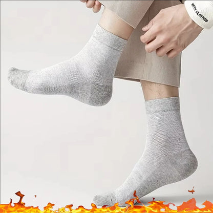Men's thick warm towel socks 3 pairs of casual solid color mid-calf socks winter men's socks.
