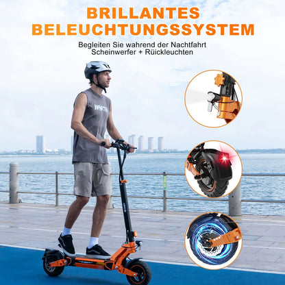 RCB Electric Scooter Adult, D7 ABE,100km Range, 20km/h, 148kg Load - 10" Vacuum Tire, Dual Disc Brake, Waterproof  3-Speed Modes.