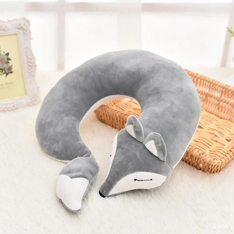 Travel Pillow U Shape Neck Pillow Cute Fox Pillow Hug Sleeping Pillows Ornamental Pillow Office Sleep Pillow 30*30*8CM.
