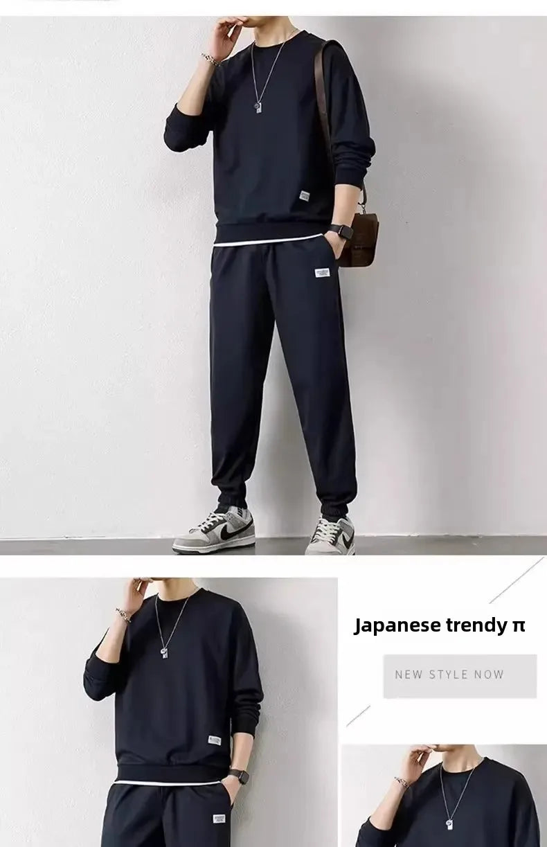 Loose Men's Long Sleeve Hoodie And Pants Set Spring Autumn New Style Casual Sports Youth Loose Fit Male Fashion Outfit