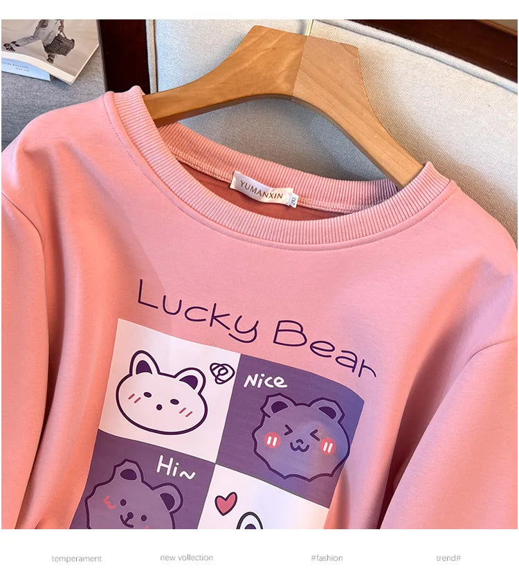 170kg plus size Damen büste Herbst Winter lose Rundhals ausschnitt Bär Sweatshirt Langarm lässig Top 6xl 7xl 8xl 9xl 10xl 11xl.