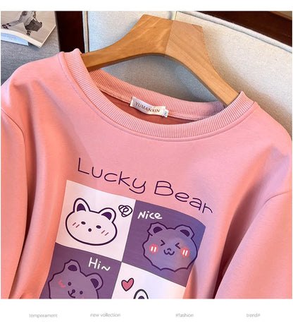 170kg plus size Damen büste Herbst Winter lose Rundhals ausschnitt Bär Sweatshirt Langarm lässig Top 6xl 7xl 8xl 9xl 10xl 11xl.