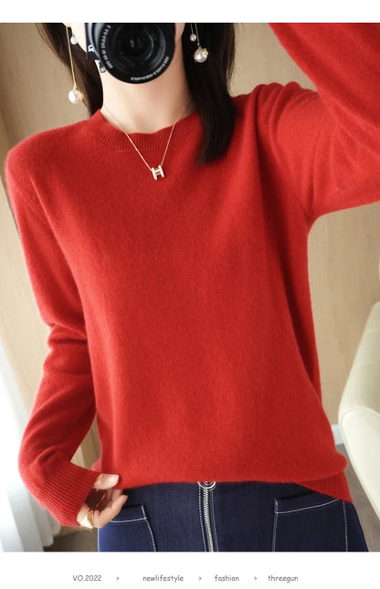 Herbst Winter frauen Pullover Oansatz Kaschmir Solide Pullover Schlank Bodenbildung Shirt Langarm Casual Grundlegende Pull Femme Pullover