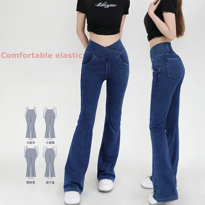 Casual Jeans Womens Activewear Women Bell Bottom Pants High Waist Yoga Flare Leggings 4 Way Stretch Denim Fitness Workout Sports.