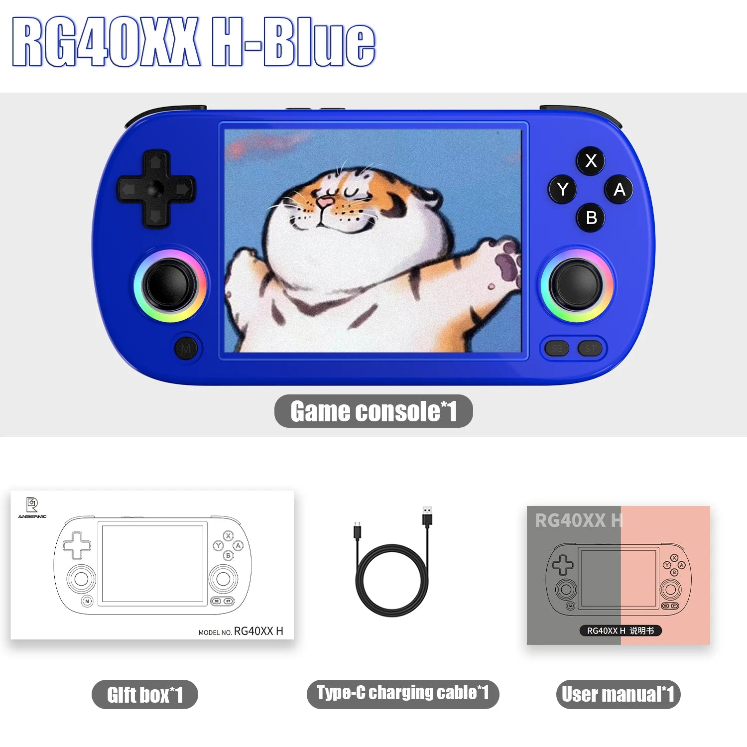 ANBERNIC RG40XX H Handheld Game Console 4.0-in 640*480 IPS Screen 3200mAh 64 Bit System With RGB Light Built in 5K+Games RG40XXH.