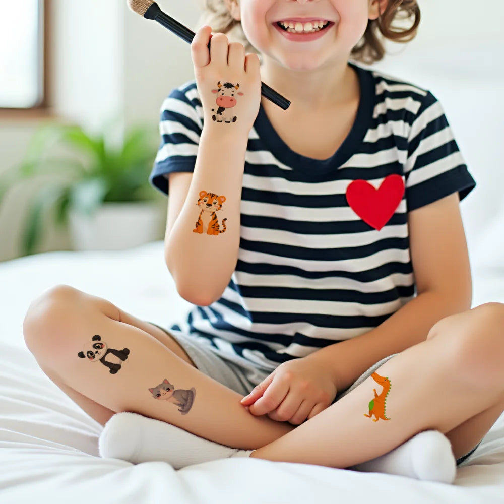 54 stücke Temporäre Tattoo Drachen Cartoon Panda Pfau Wasserdicht langlebige Körper Aufkleber Chamäleon Für Arme Wangen Mädchen.