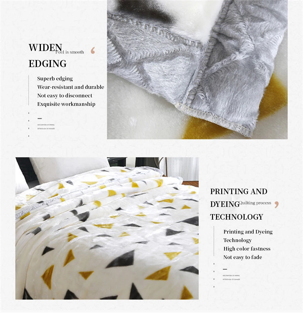 4.5kg Home Thicken Quilt Comforters Winter Warm Raschel Plush Blanket Print Throw Double Layer Fluffy Soft Quilt 200x230cm 이불 이불.
