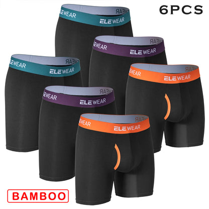 6-teilige Bambus-Männerunterwäsche mit Öffnung, atmungsaktive Herren-Boxershorts, Herrenhöschen, Unterhosen, Übergröße, modische Boxershorts
