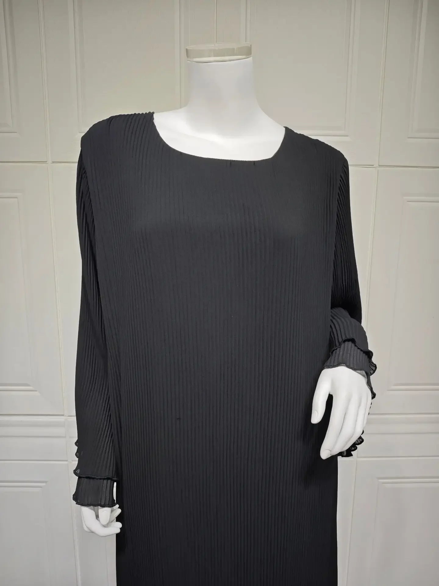 Eid muslimisches Kleid für Frauen Plissee Flare Ärmel Jalabiya Kaftan Islam Vestidos arabische lange Robe Ramadan Marokko Dubai Abayas