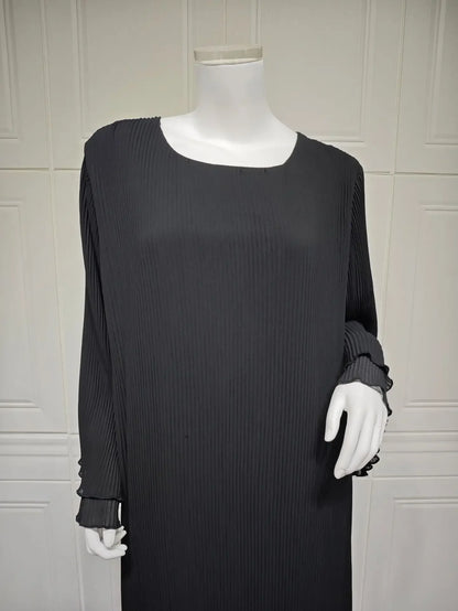 Eid muslimisches Kleid für Frauen Plissee Flare Ärmel Jalabiya Kaftan Islam Vestidos arabische lange Robe Ramadan Marokko Dubai Abayas