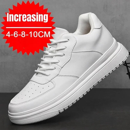 PDEP Neue Höhe Zunehmende Schuhe für Männer 10 cm Unsichtbare Aufzug Turnschuhe Weiß Leder Sport Zapatillas De Hombre Große Größe 46.