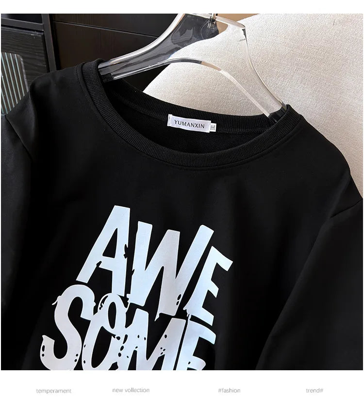 170kg plus size Damen büste Frühling Herbst Winter lose O-Neck Sweatshirt Langarm lässig Top 6xl 7xl 8xl 9xl 10xl 11xl.