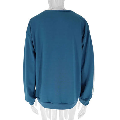 Autumn New No Hoodie Women Streetwear Fashion Long Sleeves Patchwork O-Neck Pullover Lady Versatile Knitted Casual Slim Clothing.