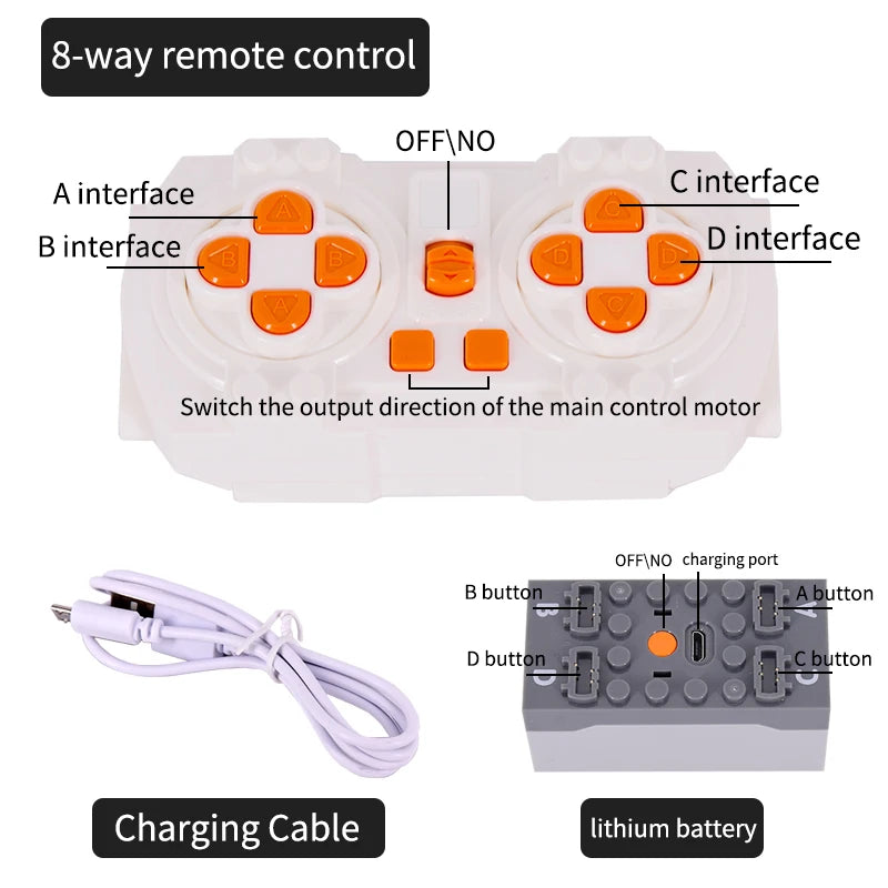 Power Functions Servo Train Car Motor Polarity Switch IR Speed Remote Control Receiver Battery Box Educational Kid Program Toys