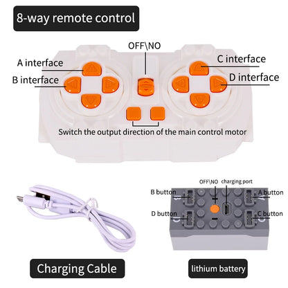 Power Functions Servo Train Car Motor Polarity Switch IR Speed Remote Control Receiver Battery Box Educational Kid Program Toys