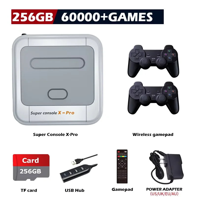 KINHANK Super Console X Pro Retro Game Console Support 50 Emulators 60000 Video Games for DC/MAME/Naomi with Gamepads Kid Gift.