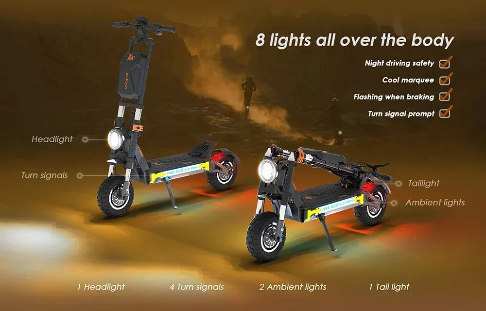 Original KuKirin G4 Max Off-Road Electric Scooter 2*1600W Motor 60V 35.2Ah 95km Max Range 86km/h Speed foldable Kick EScooter.