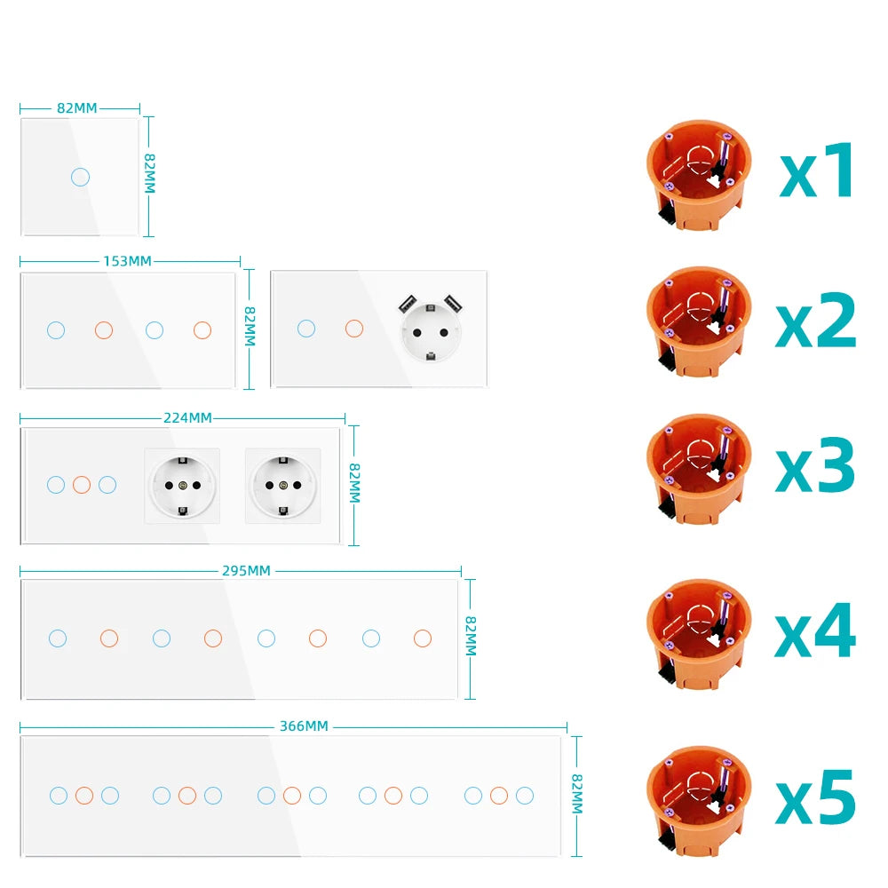 SRAN Smart Switch mit Wandsteckdose 16A EU, Tuya Smart Life Home Touch Sensor WiFi Lichtschalter Weiß.