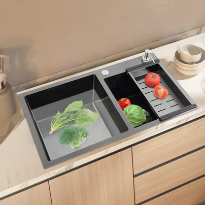 [Edelstahlspüle] Doppelbecken-Küchenspüle aus Edelstahl 304, modernes Design – großes Fassungsvermögen, langlebig