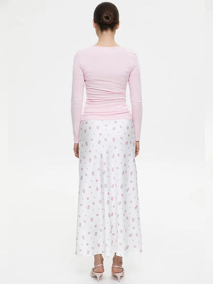 Tossy Summer Printed Fashion Long Skirt For Women High Waist Contrast Patchwork Slim Elegant Party Looks Ladies Y2k Maxi Skirt