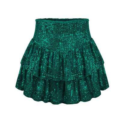 Dresses 2025 Woman Summer New Fashion Sequined Skirt Sequined Sexy Solid Color Pleated Skirts Y2k Woman Clothing.