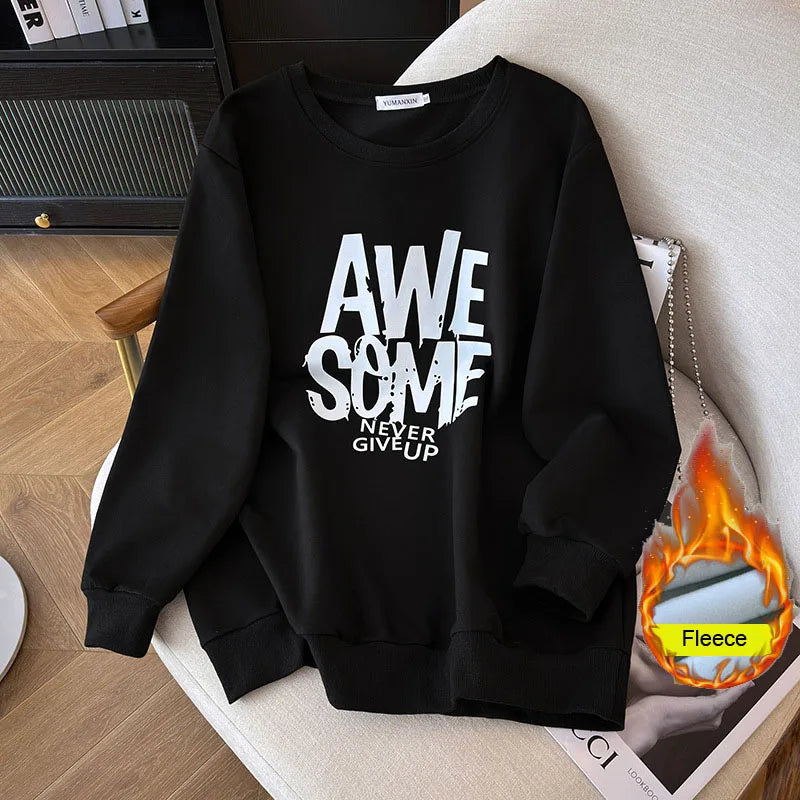 170kg plus size Damen büste Frühling Herbst Winter lose O-Neck Sweatshirt Langarm lässig Top 6xl 7xl 8xl 9xl 10xl 11xl