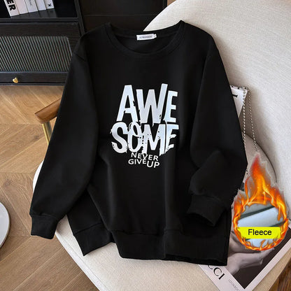 170kg plus size Damen büste Frühling Herbst Winter lose O-Neck Sweatshirt Langarm lässig Top 6xl 7xl 8xl 9xl 10xl 11xl